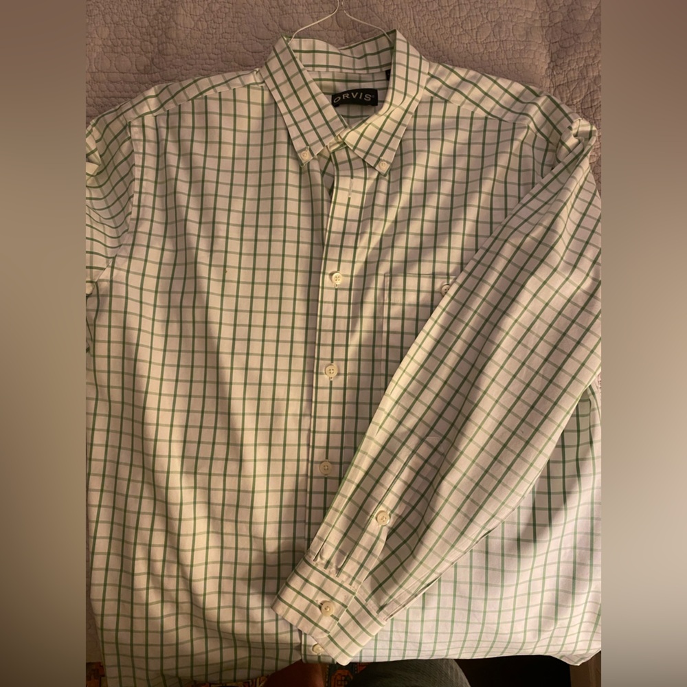 Orvis Men's Green Checkered Shirt